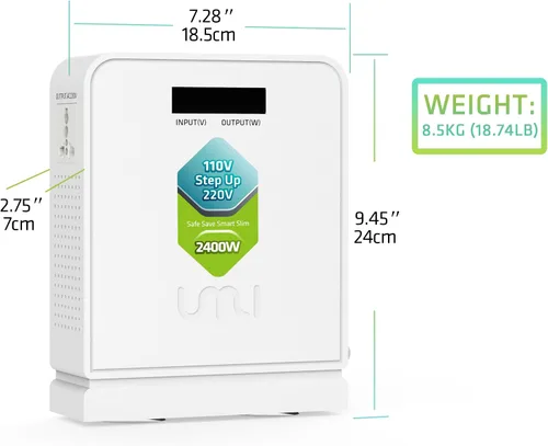Miniatura 2 de UMI Convertidor de voltaje elevador de 2400W, transformador de potencia resistente para dispositivos de gran capacidad, electrodoméstico europeo