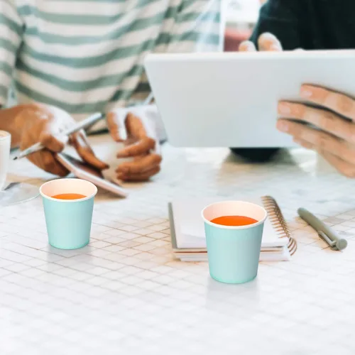 Miniatura 6 de AOZITA Paquete de 700 vasos de papel de 3 onzas, vasos de enjuague bucal azul cielo, vasos de baño desechables, tazas de espresso, vasos de papel