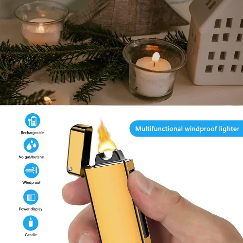 Miniatura 5 de Encendedor eléctrico de plasma de doble arco, sin llama, resistente al viento, electrónico con chip inteligente para vela, barra de incienso, Nuevo