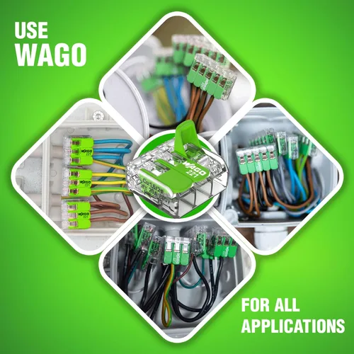 Miniatura 9 de WAGO 221 Series Green Range 36 conectores de cable de empalme compactos, incluye (16 tuercas de palanca 221-422) (12 x 221-423) (8 x 221-425)