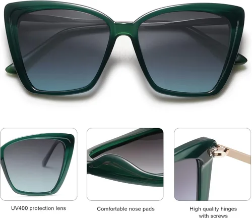Miniatura 28 de SOJOS Gafas de sol polarizadas de moda para mujer, retro, de gran tamaño, cuadrado, ojo de gato, gafas de sol con protección UV SJ2206