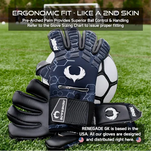 Miniatura 5 de Renegade GK Eclipse - Guantes de portero de fútbol de nivel profesional, para adultos y jóvenes (tallas 7 a 12, nivel 5) agarre de contacto EXT