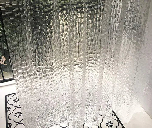 Ryhpez Juego de cortina de ducha transparente con ganchos, 72 x 72 pulgadas