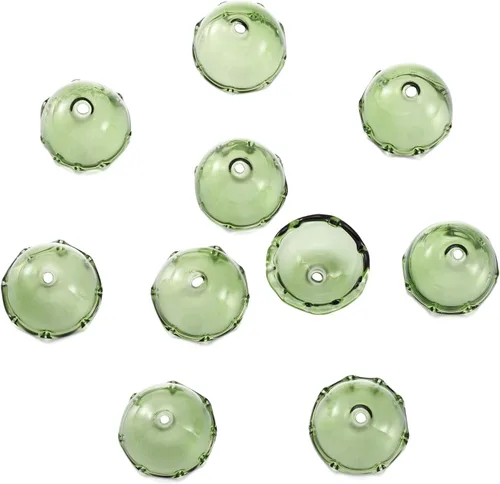 Miniatura 11 de FASHEWELRY 10 piezas Tapas de Flores de Vidrio Hechas a Mano Cuentas Florales de Cristal Transparentes en Forma de Trompeta Espaciadores de Flores a