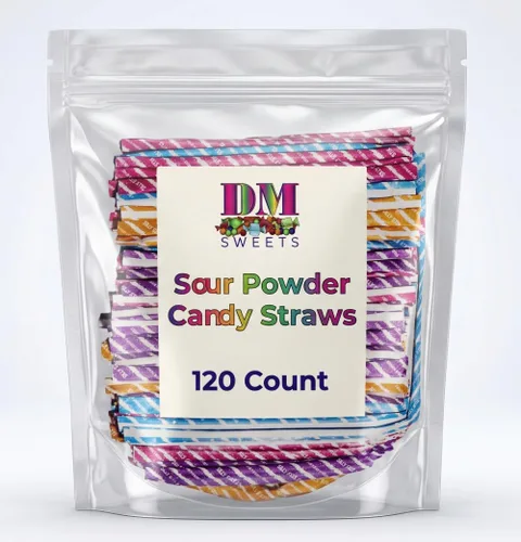Miniatura 2 de Pajitas de caramelo en polvo agrio – Paquete de 120 unidades 8 onzas – Popotes rellenos de polvo agridulce surtidos – Perfecto para fiestas