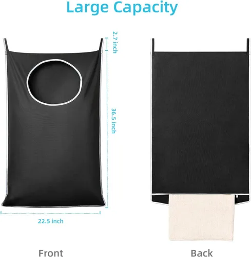 Miniatura 2 de KEEPJOY Paquete de 2 cestas de lavandería XL para colgar en la puerta, tamaño de 36.5 x 22.5 pulgadas, bolsa para puerta con apertura grande