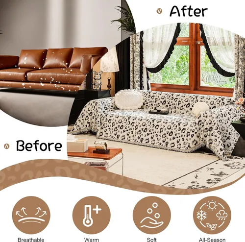 Miniatura 279 de VClife Fundas de sofá bohemio de felpilla para sofá seccional, fundas de sofá suaves y antideslizantes para sofá de 2 cojines, protector de muebles