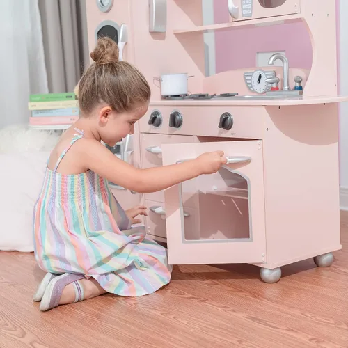Miniatura 9 de Teamson Kids Little Chef Westchester Retro - Juego de cocina de madera para niños, para niños pequeños, niños y niñas, color rosa