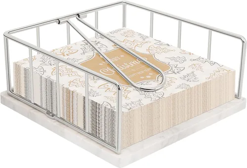 Miniatura 11 de Livabber Servilletero plano, almacenamiento de servilletas de cocina de metal con brazo de tensión ponderada, dispensador de papel de seda rústico