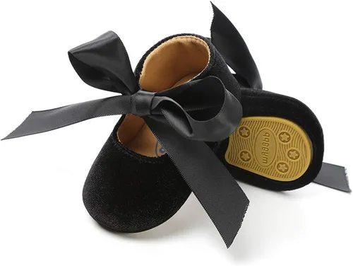 Miniatura 3 de Zapatos planos Mary Jane para bebés niñas, suela de goma antideslizante, con lazo, zapatos de vestir de princesa para niñas pequeñas