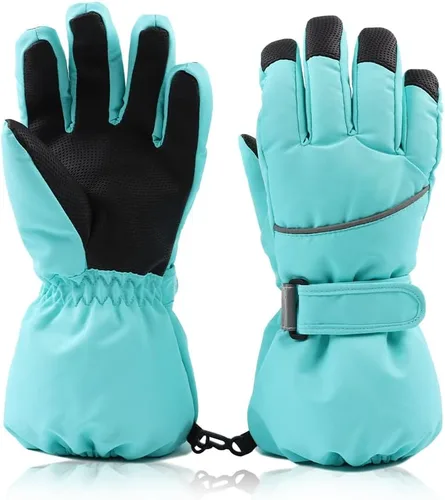 JANGANNSA Guantes de esquí impermeables para niños, guantes de invierno transpirables para niños y niñas, forro Thinsulate, guantes de snowboard