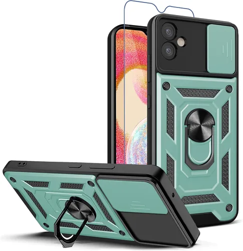Miniatura 22 de Funda para teléfono Galaxy A06 4G: con protector de pantalla de 2 piezas, cubierta deslizante para cámara y soporte multiángulo para Samsung Galaxy