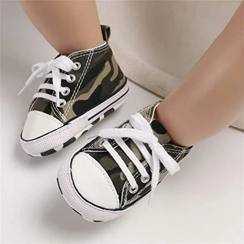 Miniatura 4 de Zapatos de bebé, para niñas o niños, suaves, suela antideslizante, para recién nacidos y primeros pasos, de estrella, tenis caña alta de lona