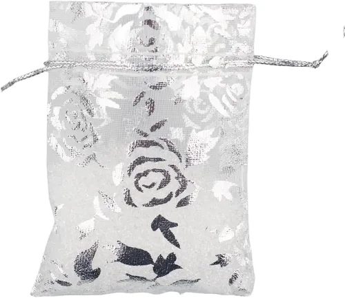 Miniatura 15 de QIANHAILIZZ Paquete de 100 bolsas de regalo de organza con forma de corazón de flores de 2.8 x 3.5 pulgadas, bolsa de regalo para dulces, bolsa