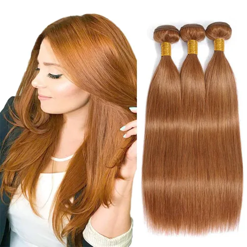 Miniatura 7 de Color 30 paquetes de cabello humano marrón onda del cuerpo paquetes 8 10 12 pulgadas brasileño virgen Remy extensiones de cabello humano doble trama