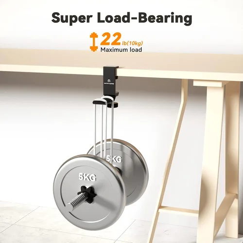 Miniatura 8 de Soporte de auriculares para debajo del escritorio, soporte de auriculares de aluminio giratorio de 360 grados para juegos de PC con organizador