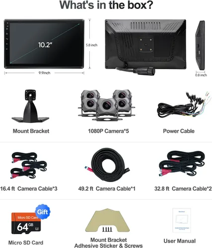 Miniatura 6 de Cámara de Respaldo Dash Cam de 5 Canales 1080P con Monitor de 10.2'', Cámara de Respaldo de Grabación DVR