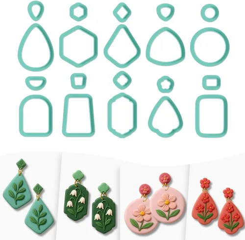 Miniatura 13 de Cortadores de Arcilla Polimérica - 12 Formas de Aretes de Joyería de Cuero con Torsión, Cortadores de Arcilla Polimérica para Joyería, Kit