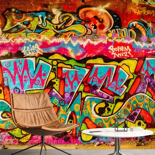 Miniatura 14 de NWT Calcomanía de pared extraíble/mural de pared estilo de dibujos animados, pintura en aerosol urbana, graffiti y arte callejero, tipografía