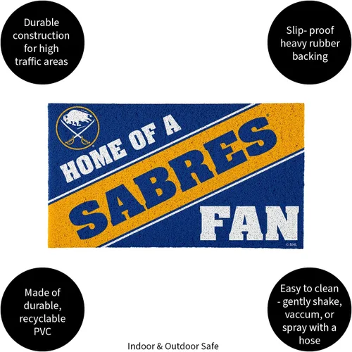 Miniatura 4 de Team Sports America NHL Buffalo Sabres Entrada interior y exterior 28 x 16 pulgadas Parte trasera antideslizante Tapetes de bienvenida