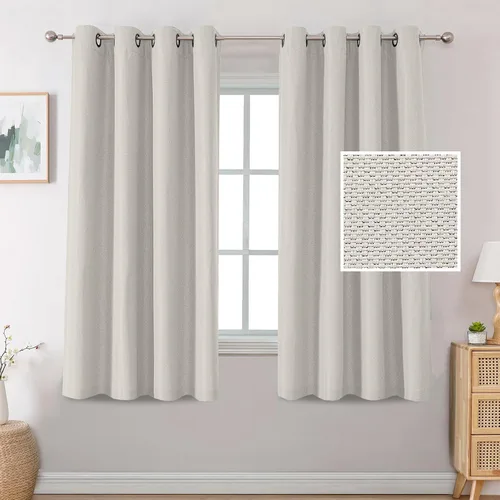 Miniatura 12 de H.VERSAILTEX Cortinas Opacas de Lino de 45 Pulgadas de Largo para Dormitorio/Sala de Estar con Aislamiento Térmico con Ojales, Cortinas con Textura