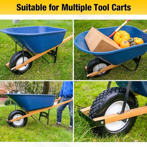 Miniatura 7 de 16" Neumático plano sin cámara de PU 4.80/4.00-8" sólido con rodamiento de bolas de 3/4" y cubo central de 3"-8", rueda universal para carretilla