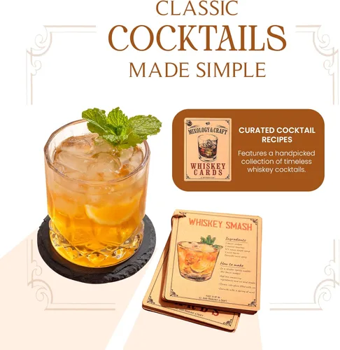 Miniatura 3 de Mixology & Craft Jameson - Juego de regalo de whisky, juego de vasos de whisky con caja de madera rústica, 8 piedras de granito para whisky, vasos
