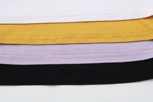 Miniatura 7 de Formeet17 4 piezas de camisetas cortas básicas con cuello redondo y manga casquillo para mujer