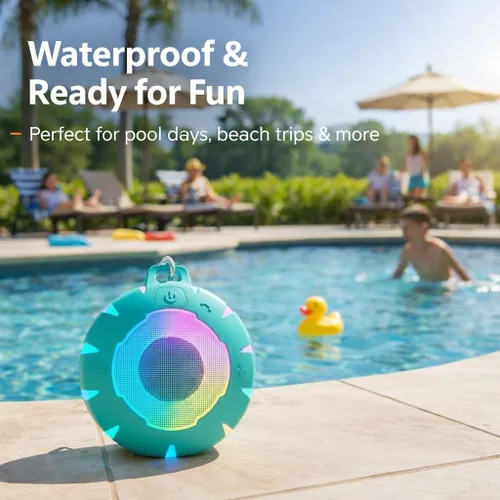 Miniatura 3 de HEYSONG Altavoz Bluetooth impermeable para ducha, duradero y portátil con sonido claro, ideal para ducha, piscina, playa y kayak, gran regalo