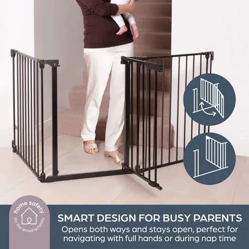 Miniatura 4 de Dreambaby Discovery 3 - Puerta de bebé extra ancha para escaleras y puertas, 76.5 pulgadas de ancho, puerta de paso de 3 paneles de metal, aberturas