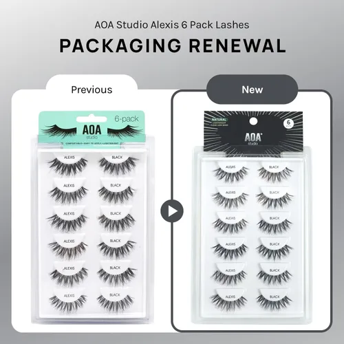Miniatura 2 de AOA Studio Alexis - Juego de 6 pares de pestañas postizas naturales hechas a mano con pegamento y pinzas, volumen natural, reutilizables, pestañas