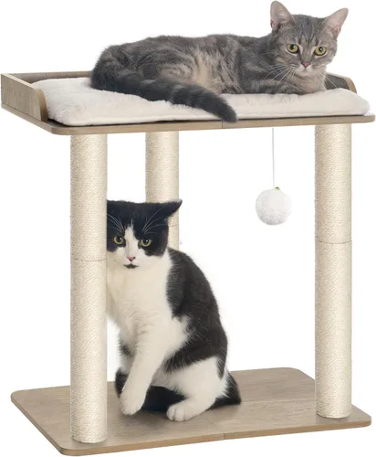 Miniatura 15 de FourFurPets - Árbol para gatos grande de 26.7 pulgadas, torre y condominio, postes para rascar para gatos de interior, plato grande, tres postes