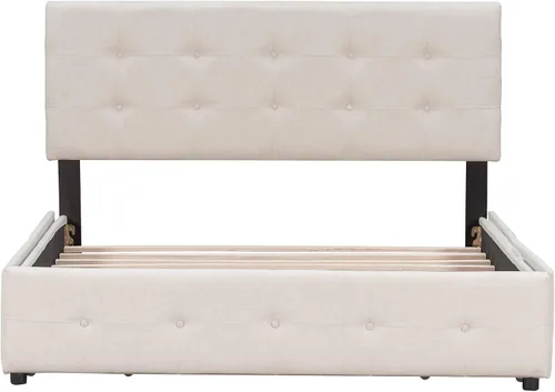 Miniatura 5 de Harper & Bright Designs Cama de plataforma tapizada tamaño Queen con almacenamiento, marco de cama Queen con 4 cajones y cabecero copetudo