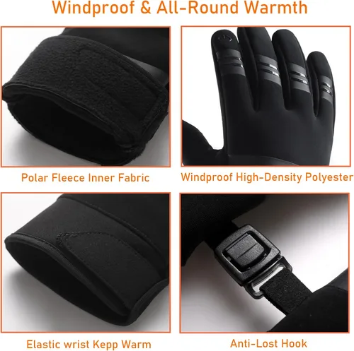 Miniatura 2 de Guantes de pesca sin dedos de invierno para hombres y mujeres, resistentes al viento, para clima frío, pantalla táctil, guantes de ciclismo