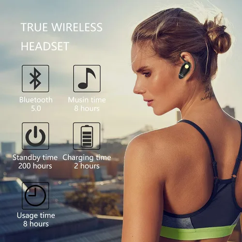 Miniatura 3 de Kendir Auricular Bluetooth, V5.0 Ultraligero Inalámbrico Auricular Teléfono Celular con Micrófono Auricular Control de Volumen, Auriculares Manos