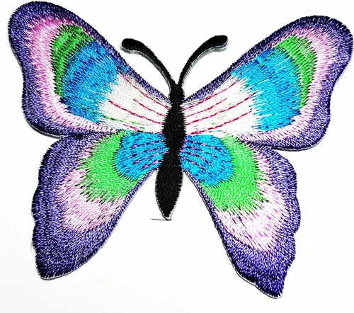 HHO - Parche bordado de mariposa morada, animal salvaje, punk rock, hippie, parches bordados, bonitos apliques para coser para planchar para niños,