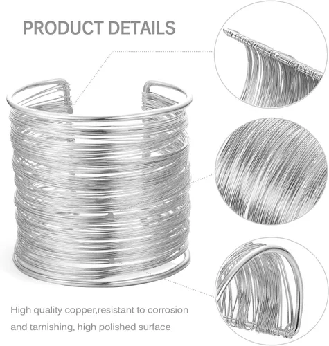 Miniatura 9 de RIOSO 4 Pcs Cuff Bangle Bracelet for Women Open Wide Wire Bracelets Wrist Cuff Wrap Bracelet