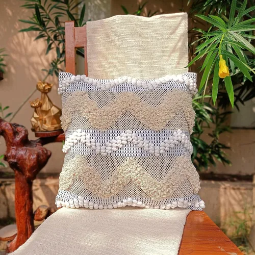 Miniatura 6 de Trade Star Funda de almohada Kilim de 100% algodón, estilo bohemio, copetudo, funda de almohada del suroeste, funda de cojín decorativa tejida a