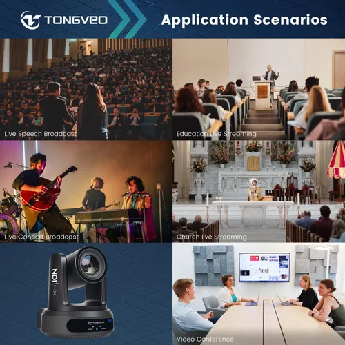 Miniatura 8 de Cámara 4K NDI PTZ 60FPS, 4KP60 AI Auto-Tracking 20X Zoom óptico Cámara de videoconferencia 1/1.8 UHD CMOS 8.42MP con USB 3G-SDI HDMI LAN Salidas POE