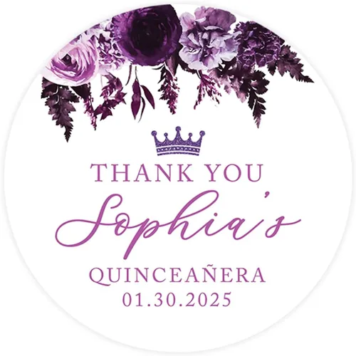 Miniatura 13 de Andaz Press Paquete de 40 etiquetas redondas personalizadas de 2" para quinceañera, etiquetas adhesivas Mis Quince con foto personalizada para Mis
