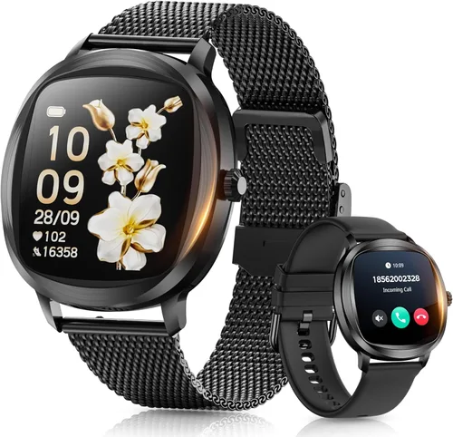 Relojes inteligentes para mujeres y hombres, reloj inteligente de 1.72 pulgadas para teléfonos Android con monitor de frecuencia cardíaca,
