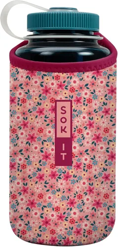 Miniatura 38 de Sok It BotlSok Funda para botella de agua con cubierta de neopreno aislante (Floral abstracto, se ajusta a CamelBak o Nalgene de 12 onzas)