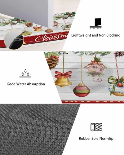 Miniatura 3 de Tapete de baño de Navidad para bañera, antideslizante, de secado rápido y absorbente, tierra de diatomeas, para ducha, dormitorio, cocina, lavable