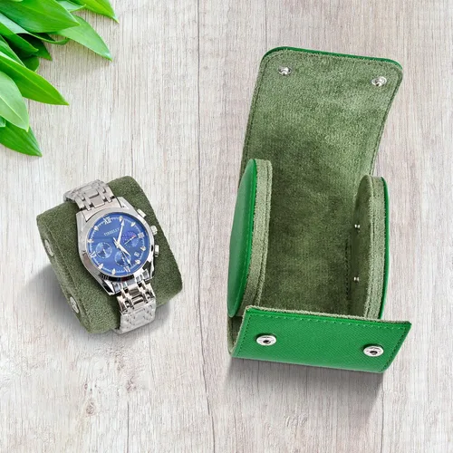 Miniatura 3 de ROSELLE Funda para reloj para hombres y mujeres con forro de gamuza, estuche de viaje para reloj, organizador de almacenamiento y exhibición