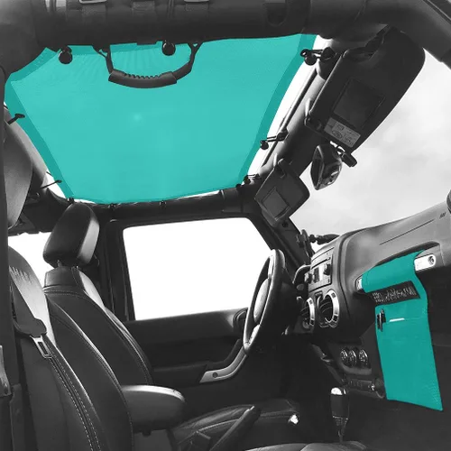 Miniatura 2 de Shadeidea - Parasol para Jeep Wrangler JK Unlimited (2007-2018), de 2 puertas y 4 puertas frontales-Tiff, pantalla de malla azul para parasol