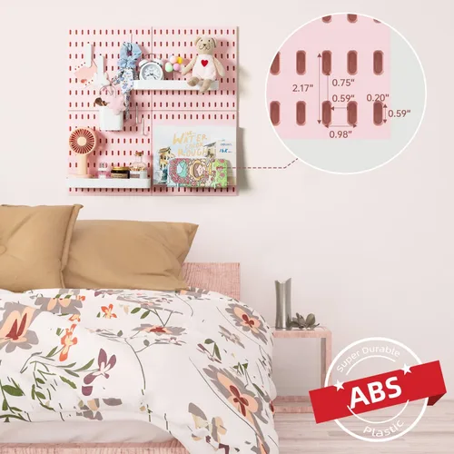 Miniatura 5 de VUSIGN Kit de organizador de pared combinado de tablero de clavijas, 4 piezas de tableros de clavijas y 17 accesorios modulares para colgar, kit