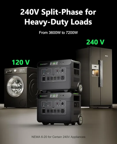 Miniatura 3 de GROWATT Estación de energía portátil de 3600 Wh, generador solar eléctrico HELIOS 3600 para uso doméstico, expandible a salida de CA de 240 V/7200