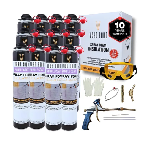 Miniatura 11 de Vega Bond SF001 paquete con pistola, un solo componente premium, autoexpandible, espuma en aerosol de aislamiento de celdas cerradas Purplecoat, 29