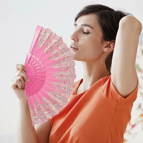 Miniatura 5 de INNOLIFE Abanico de mano plegable español con patrón retro para mujeres, abanico plegable chino de mano para fiestas, baile, bodas y decoración