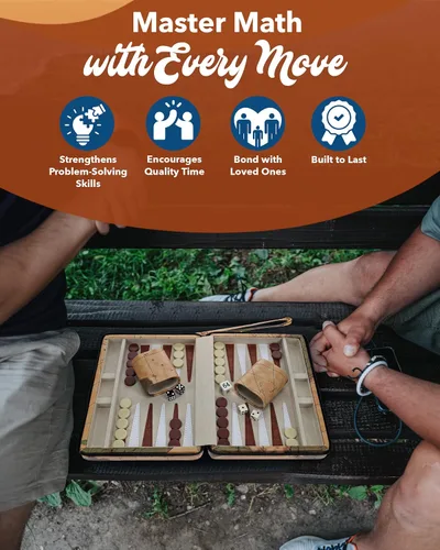 Miniatura 5 de WE Games Tablero de backgammon con estilo de mapa magnético y correa de transporte, juegos de mesa para adultos, juegos de viaje